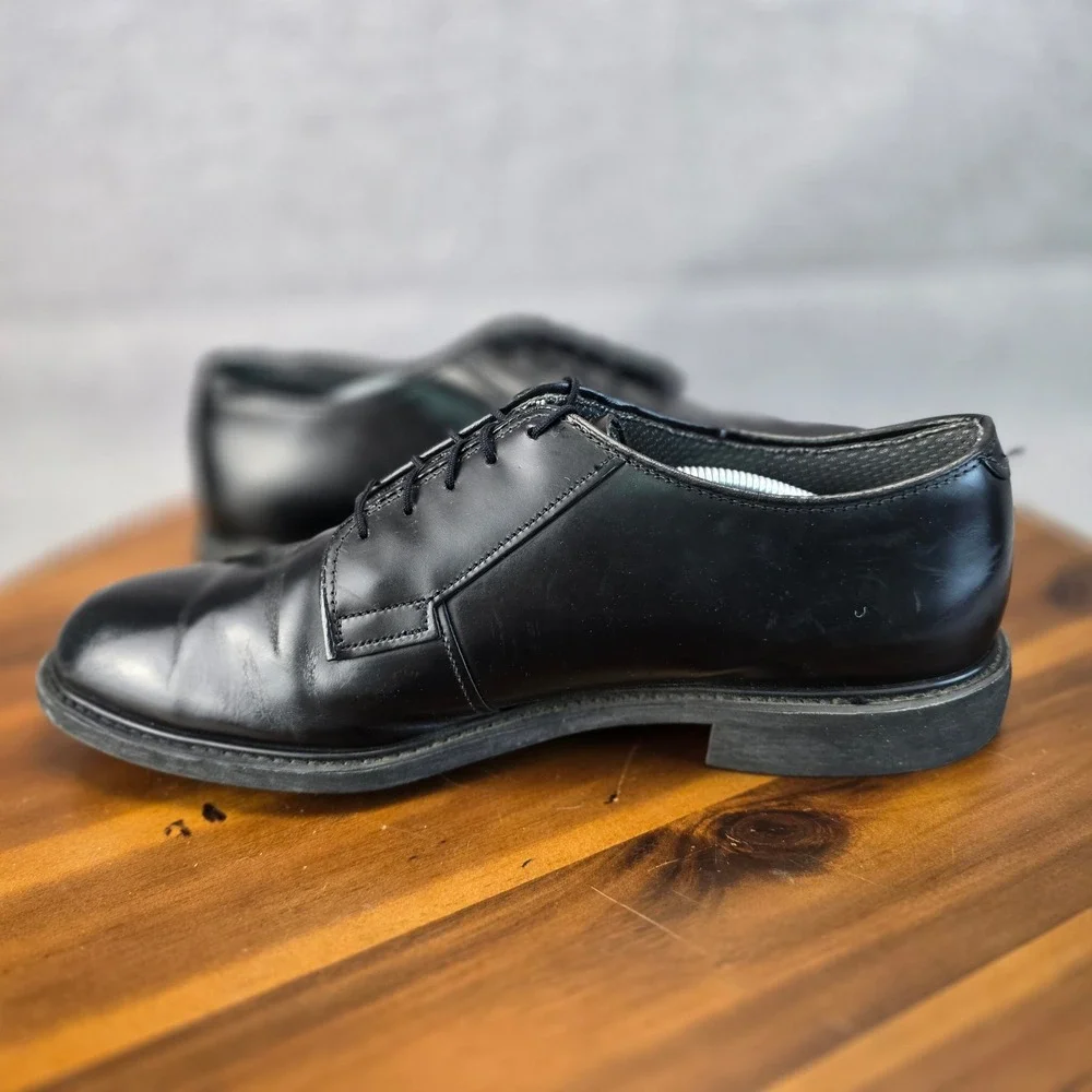 Bates Mens High Gloss Oxford Uniform Shoes Black E00968C‎ Vibram Sole Size 13 D